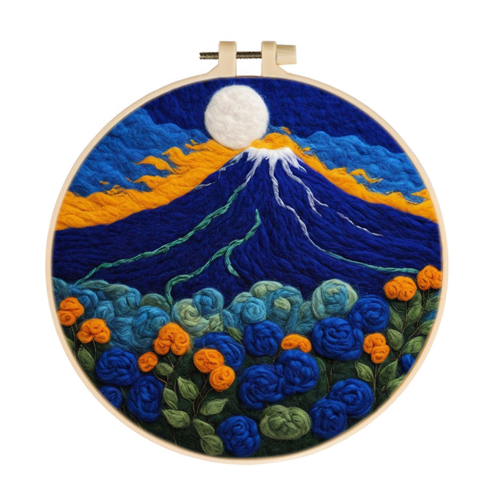 Night Mountain and Roses Wool Needle Felting Painting Kit