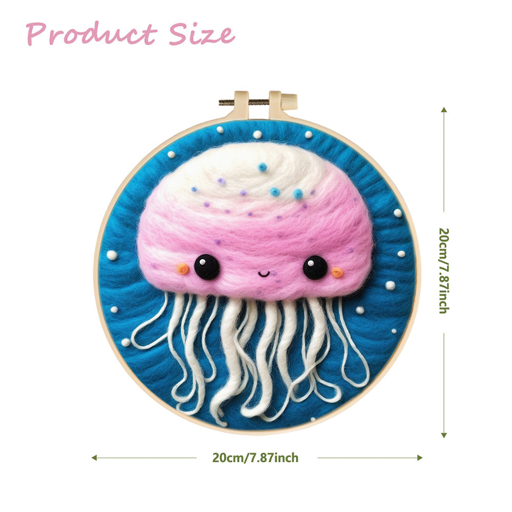 Pastel Jellyfish Glowing Softly Wool Needle Felting Painting Kit