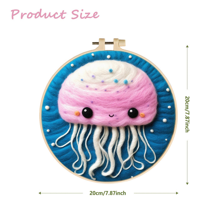 Pastel Jellyfish Glowing Softly Wool Needle Felting Painting Kit