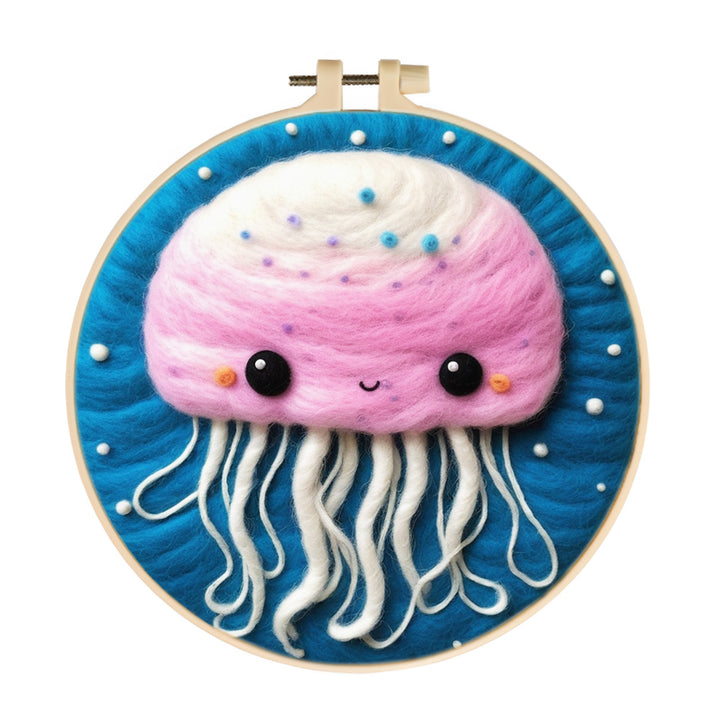Pastel Jellyfish Glowing Softly Wool Needle Felting Painting Kit