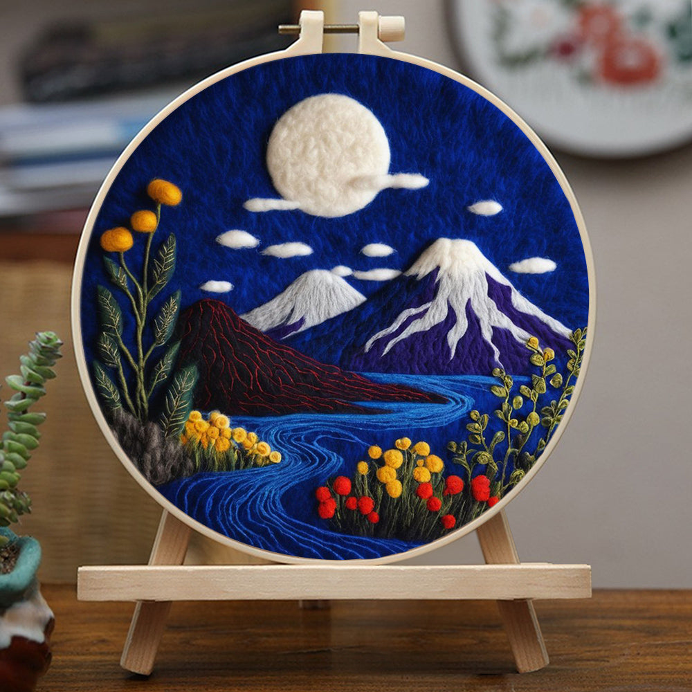 Mountains and Rivers under the Night Sky Wool Needle Felting Painting Kit