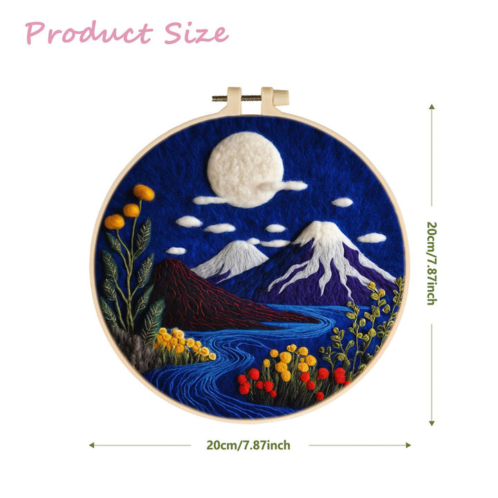 Mountains and Rivers under the Night Sky Wool Needle Felting Painting Kit