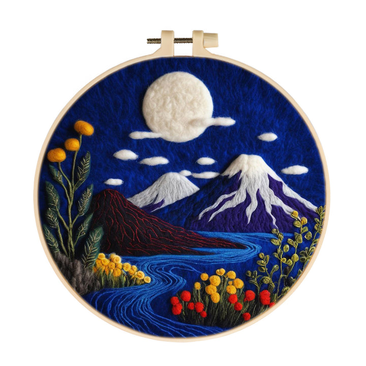 Mountains and Rivers under the Night Sky Wool Needle Felting Painting Kit