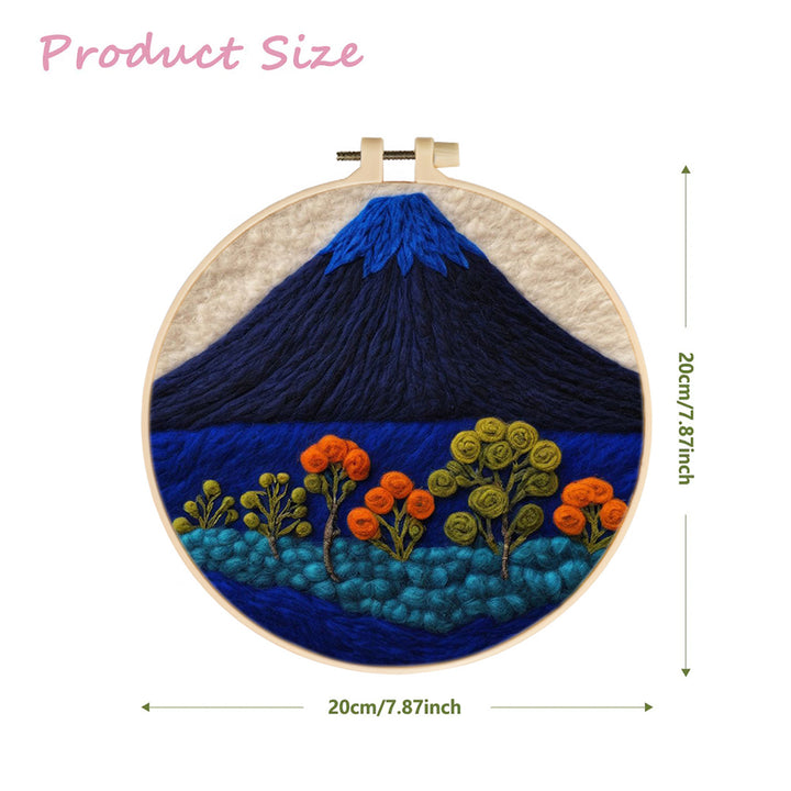 Mountain and Flowering Trees at Night Wool Needle Felting Painting Kit