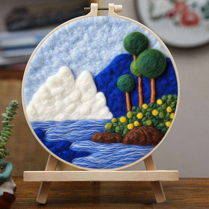 Mountains, Trees and River Wool Needle Felting Painting Kit