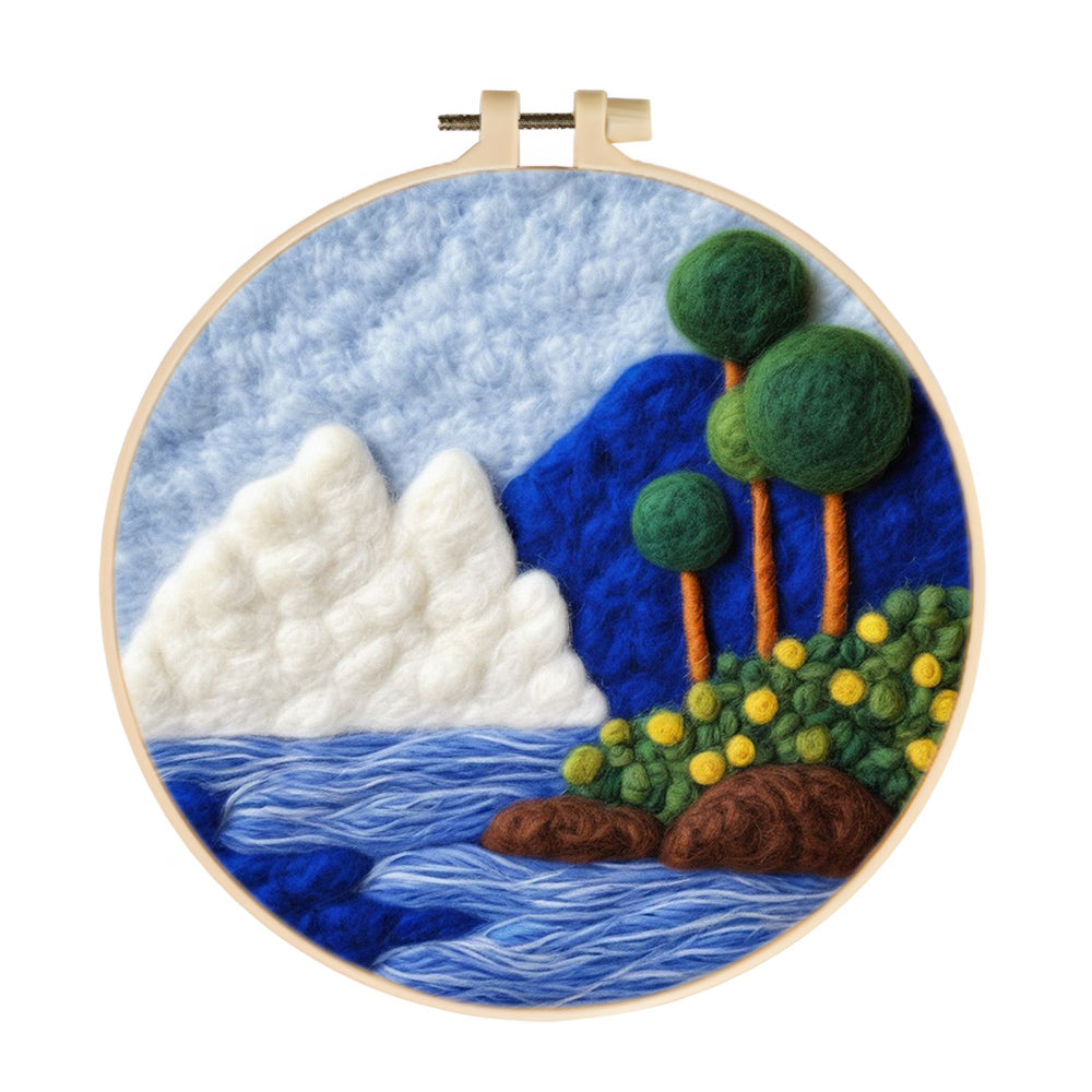 Mountains, Trees and River Wool Needle Felting Painting Kit