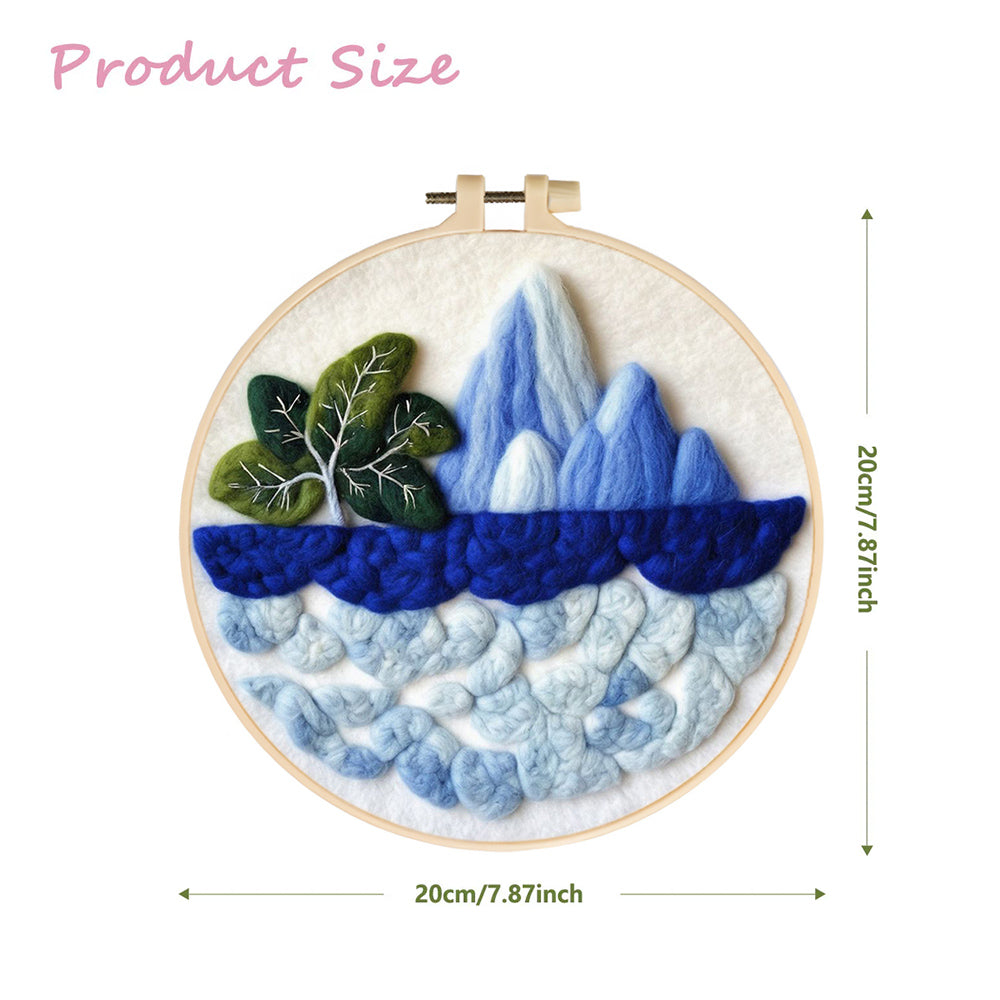 Deep Sea, Snow Mountain and Green Tree Wool Needle Felting Painting Kit