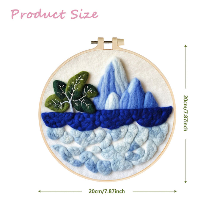 Deep Sea, Snow Mountain and Green Tree Wool Needle Felting Painting Kit