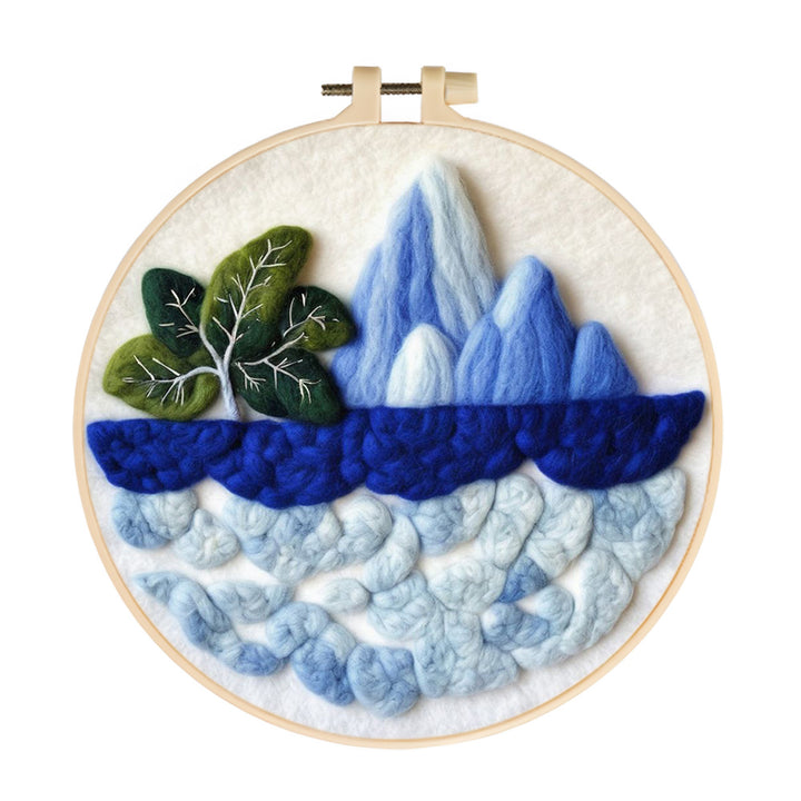 Deep Sea, Snow Mountain and Green Tree Wool Needle Felting Painting Kit