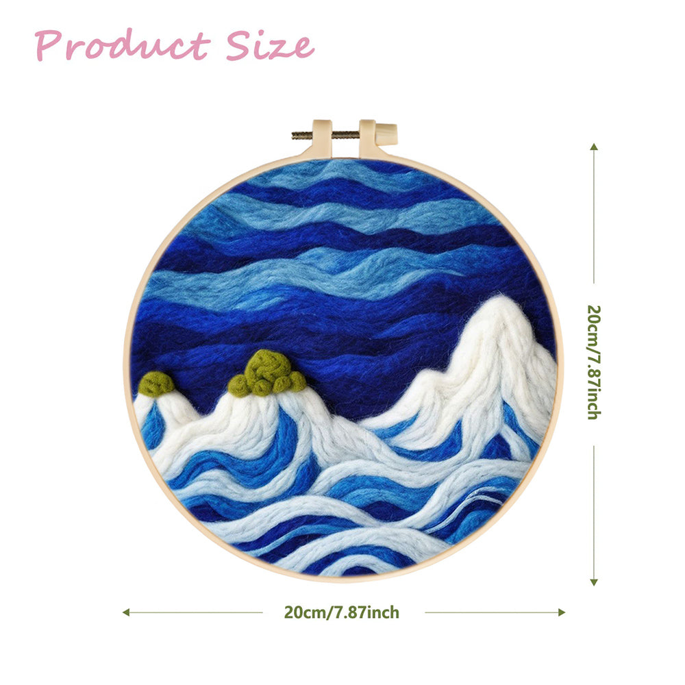 Snow-Capped Mountains and Clouds at Night Wool Needle Felting Painting Kit