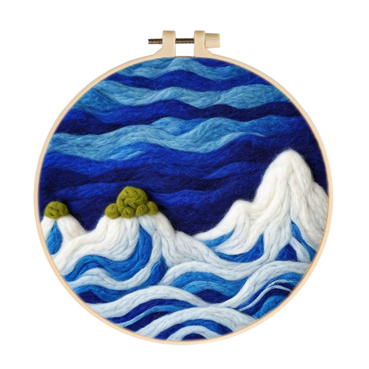 Snow-Capped Mountains and Clouds at Night Wool Needle Felting Painting Kit