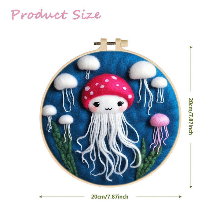 Jellyfish Group Floating in Sea Wool Needle Felting Painting Kit