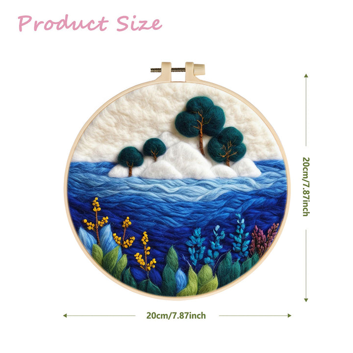 Blue Sea, Snow Mountain and Trees Wool Needle Felting Painting Kit
