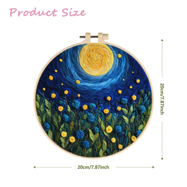 Flowers and Plants under the Full Moon Wool Needle Felting Painting Kit