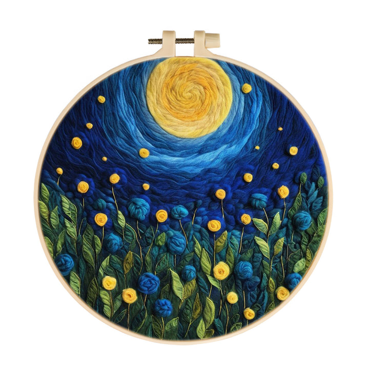 Flowers and Plants under the Full Moon Wool Needle Felting Painting Kit