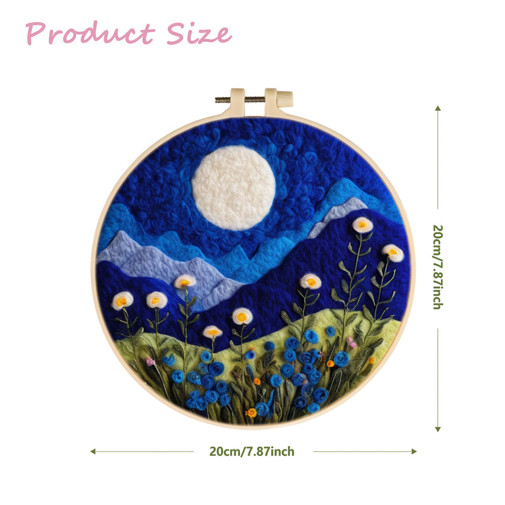 Blue Mountains at Night Wool Needle Felting Painting Kit