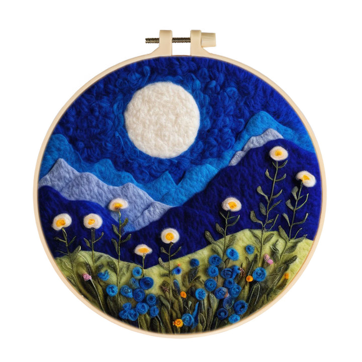 Blue Mountains at Night Wool Needle Felting Painting Kit