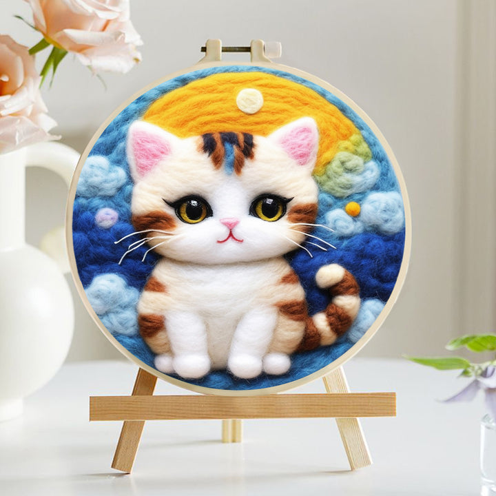The Sun The Sky and A Little Cat Wool Needle Felting Painting Kit