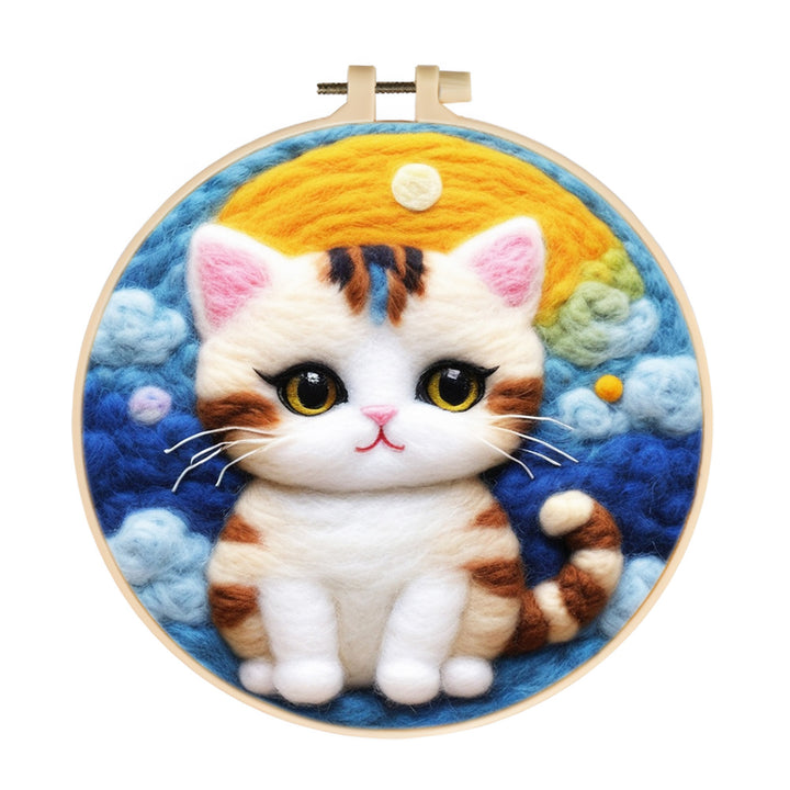 The Sun The Sky and A Little Cat Wool Needle Felting Painting Kit