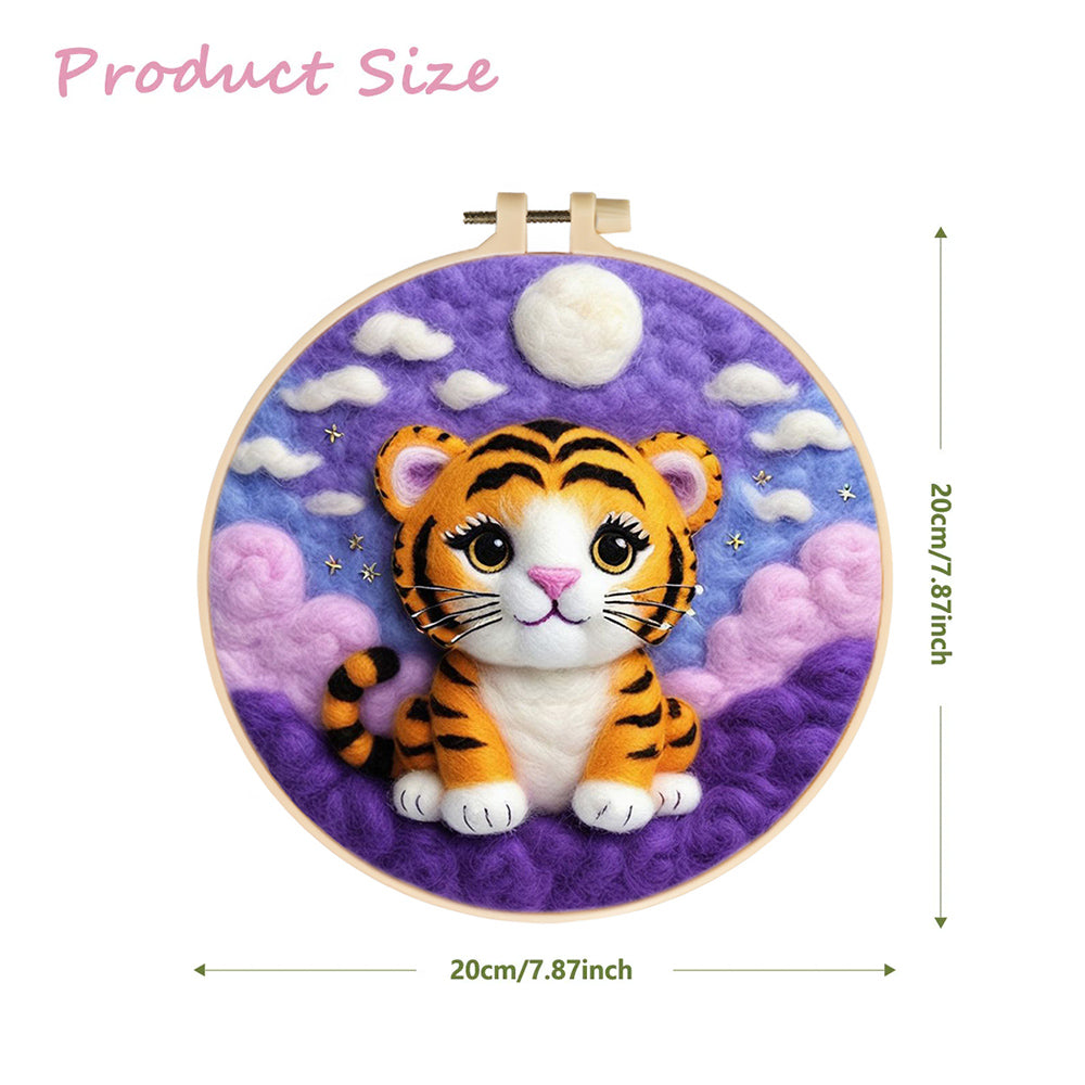 Moonlit Purple Clouds and Tiger Wool Needle Felting Painting Kit