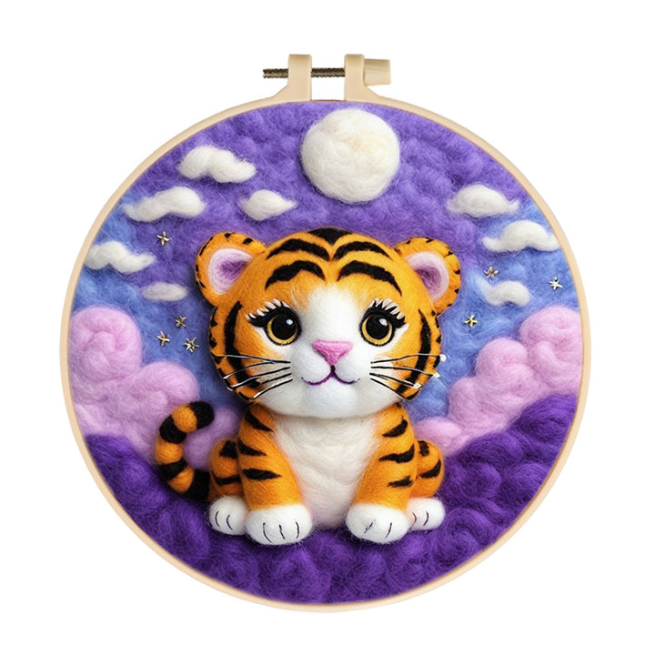 Moonlit Purple Clouds and Tiger Wool Needle Felting Painting Kit