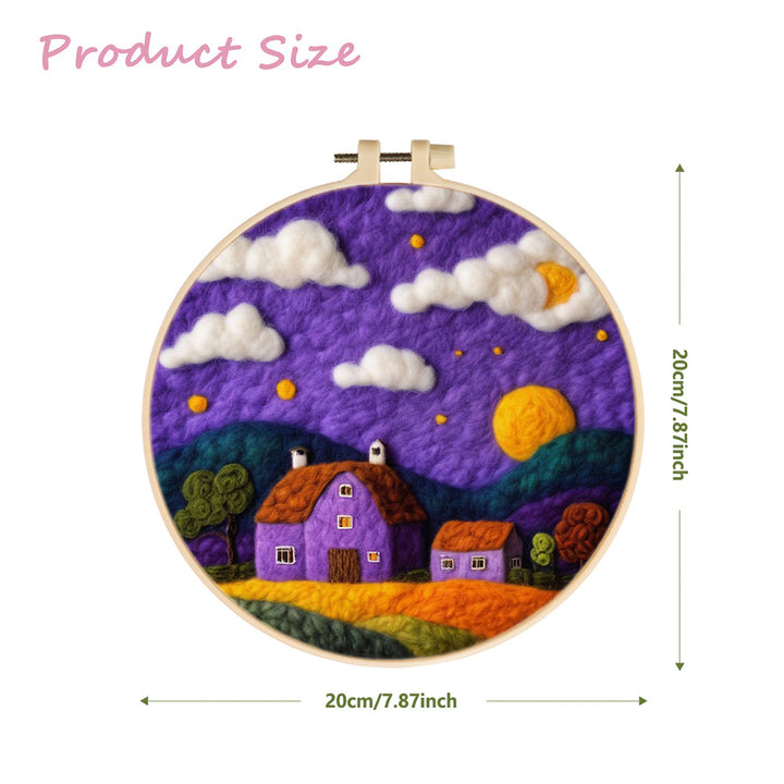 Houses under a Purple Sky Wool Needle Felting Painting Kit