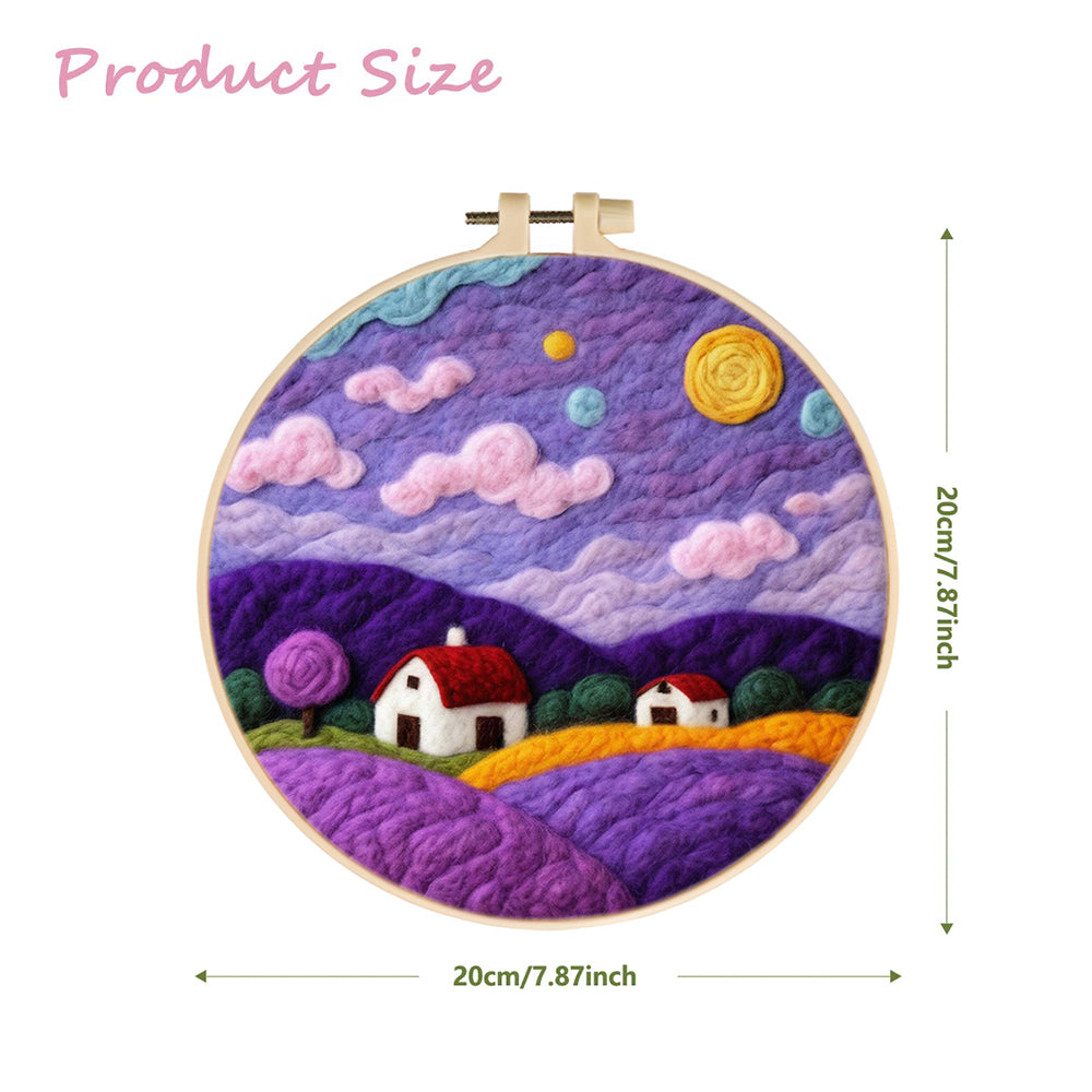Hillside under a Purple Sky Wool Needle Felting Painting Kit