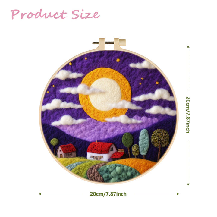 Golden Sun in a Purple Sky Wool Needle Felting Painting Kit