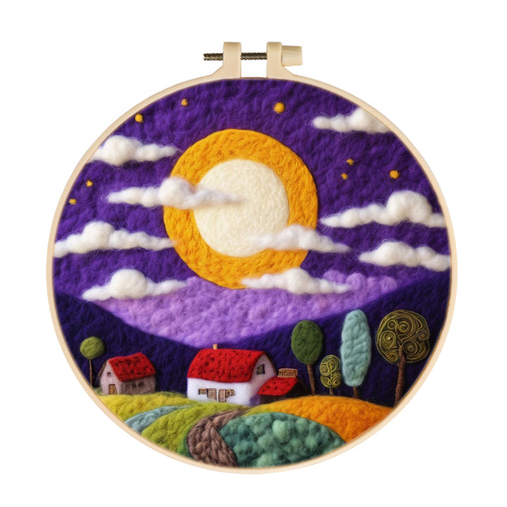 Golden Sun in a Purple Sky Wool Needle Felting Painting Kit