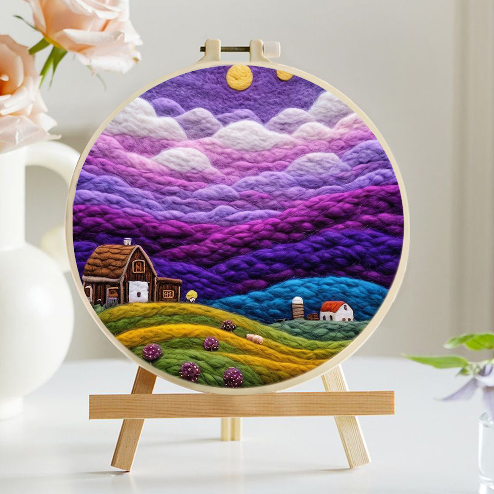 Farm under the Purple Clouds Wool Needle Felting Painting Kit