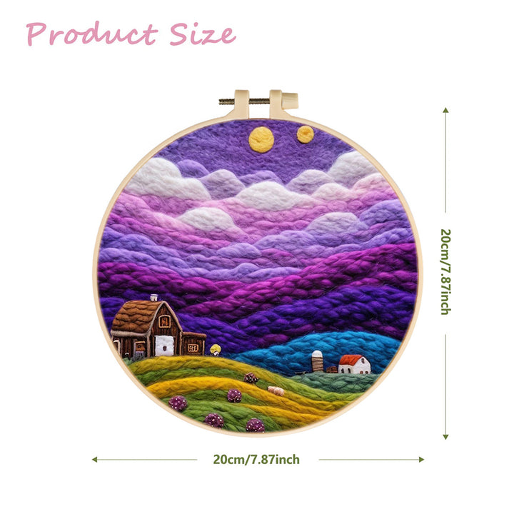 Farm under the Purple Clouds Wool Needle Felting Painting Kit