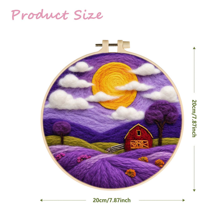 Golden Moon, Purple Sky and Fields Wool Needle Felting Painting Kit