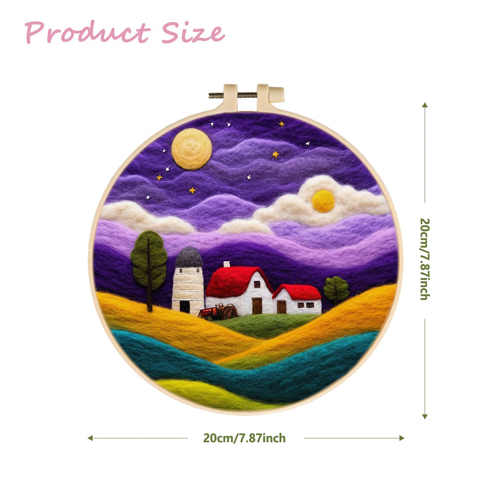 Farm under the Purple Sky Wool Needle Felting Painting Kit