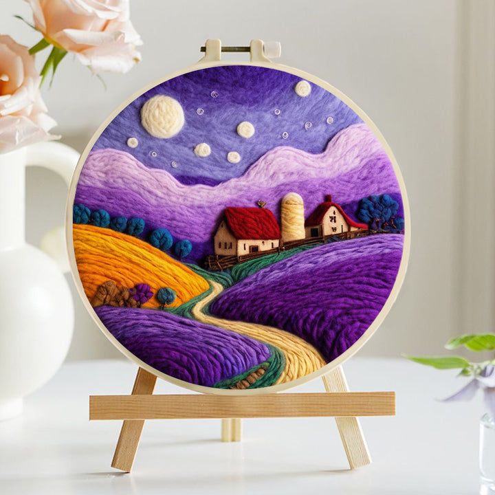 Purple Farm Wool Needle Felting Painting Kit