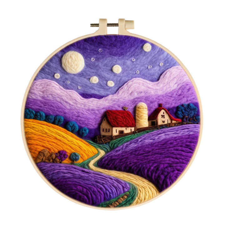 Purple Farm Wool Needle Felting Painting Kit