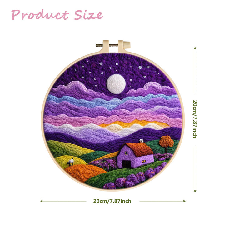 Colorful Hillsides under Purple Clouds Wool Needle Felting Painting Kit