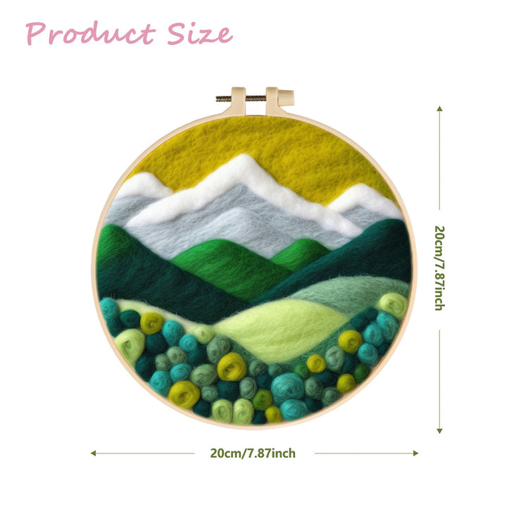Green Mountains and Flowers Wool Needle Felting Painting Kit