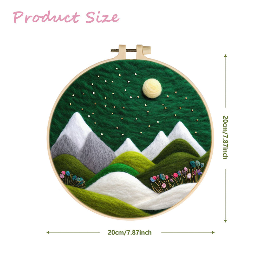 Snow-Capped Mountains under the Green Sky Wool Needle Felting Painting Kit