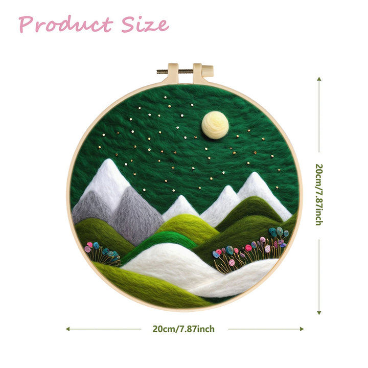Snow-Capped Mountains under the Green Sky Wool Needle Felting Painting Kit