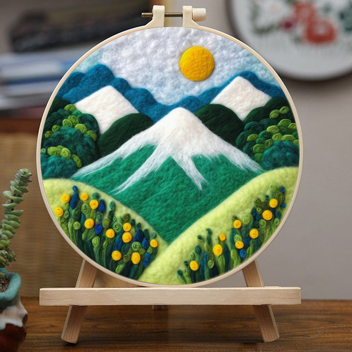 Green Snow Mountain Wool Needle Felting Painting Kit