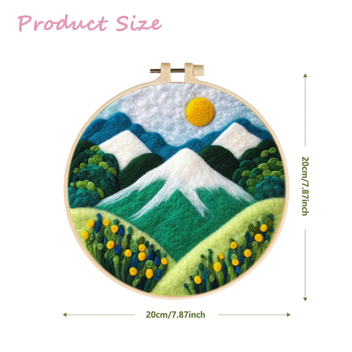 Green Snow Mountain Wool Needle Felting Painting Kit