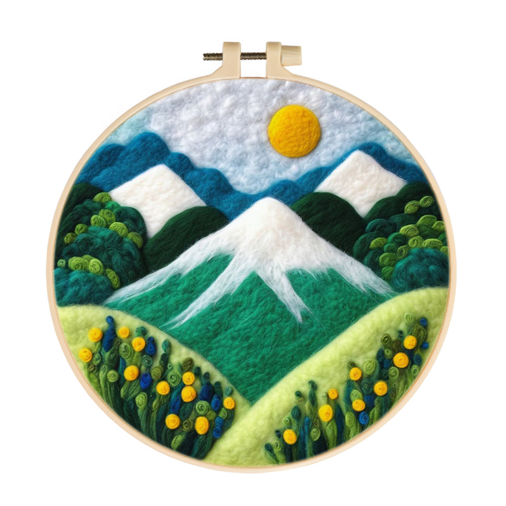 Green Snow Mountain Wool Needle Felting Painting Kit