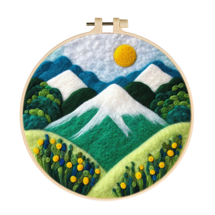 Green Snow Mountain Wool Needle Felting Painting Kit