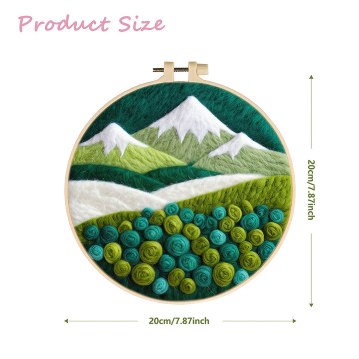Green Roses in the Snow-Capped Mountains Wool Needle Felting Painting Kit