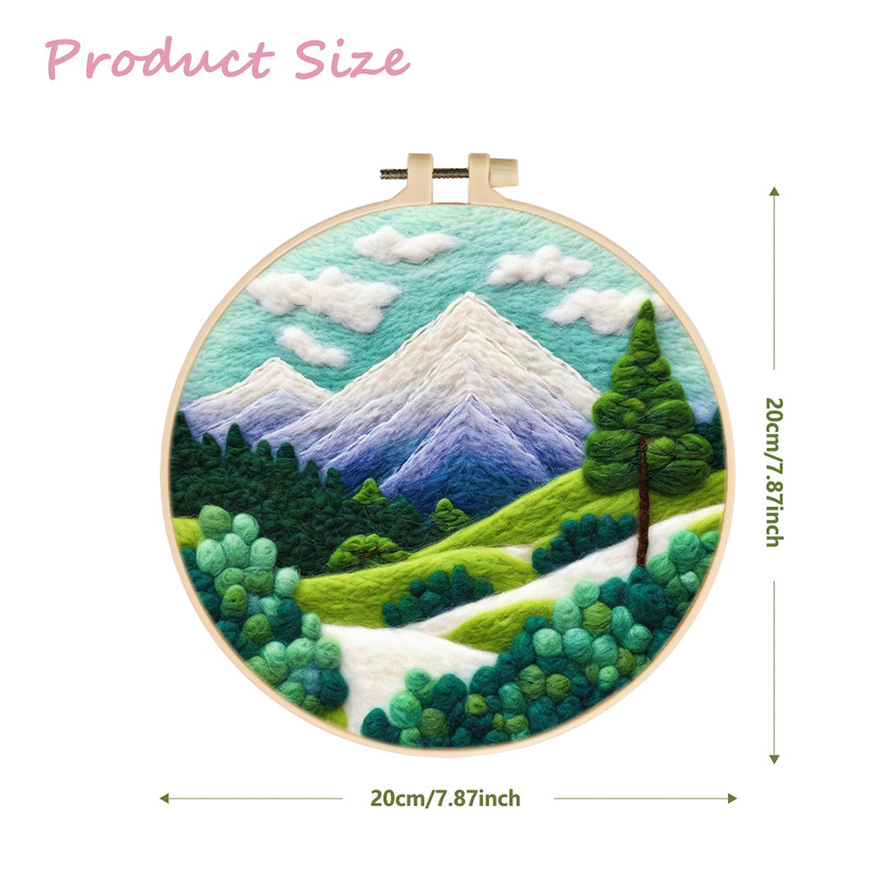 Snow-Capped Mountains and Green Plants Wool Needle Felting Painting Kit