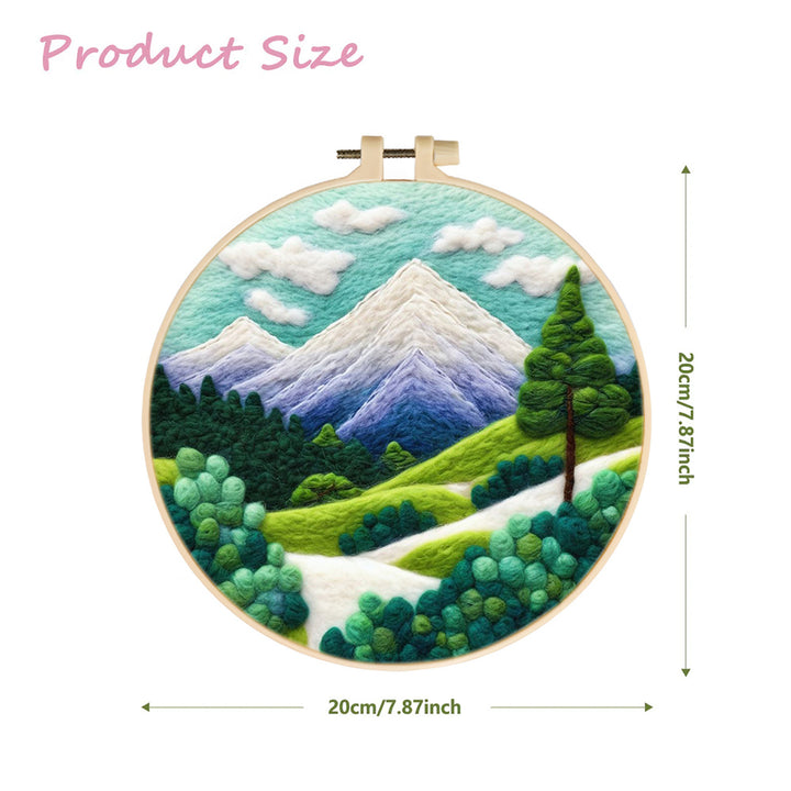 Snow-Capped Mountains and Green Plants Wool Needle Felting Painting Kit
