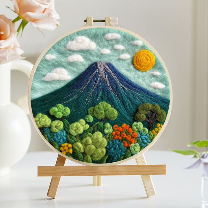 Volcano and Green Plants Wool Needle Felting Painting Kit