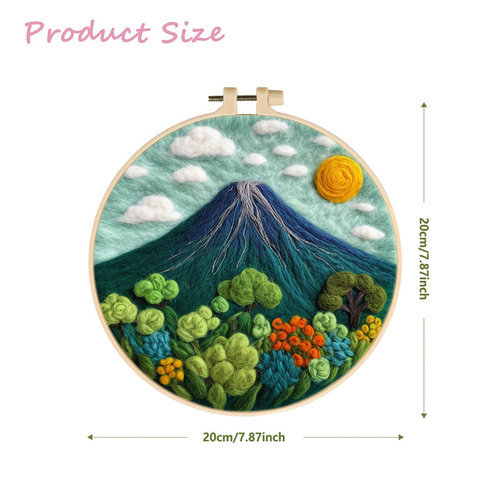 Volcano and Green Plants Wool Needle Felting Painting Kit