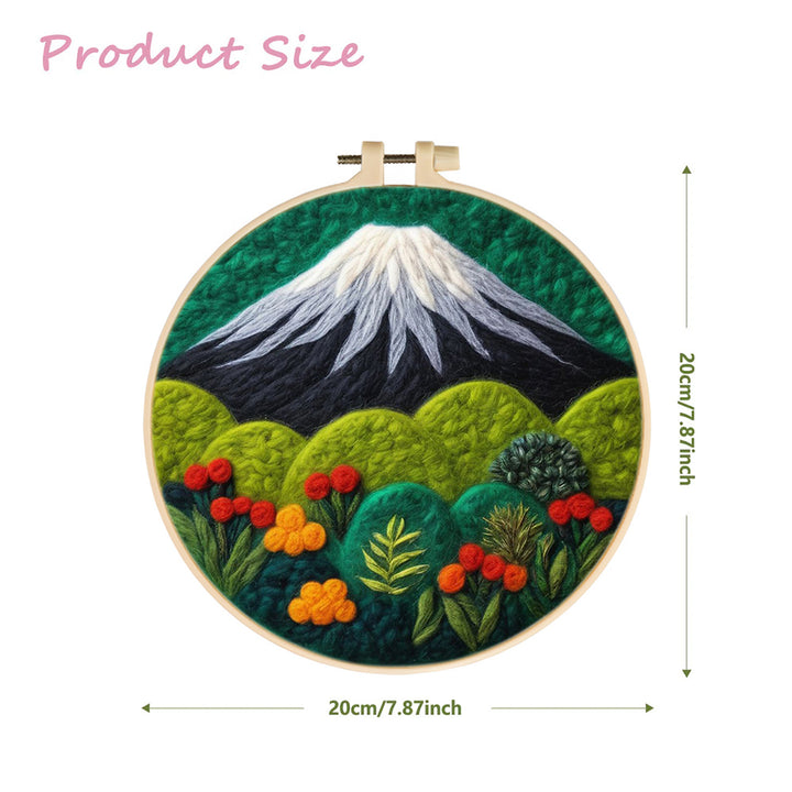 Snow-Capped Mountains and Green Forest Wool Needle Felting Painting Kit