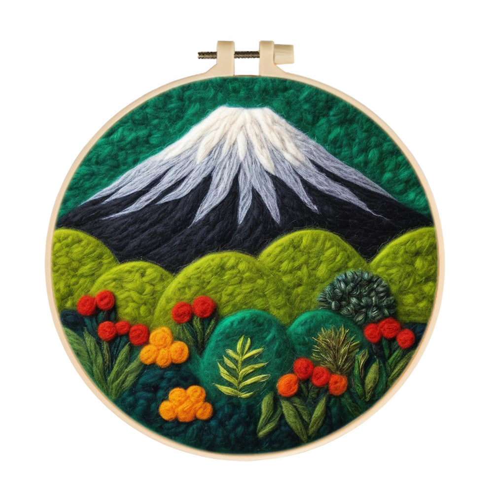 Snow-Capped Mountains and Green Forest Wool Needle Felting Painting Kit